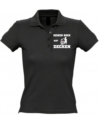 Besticktes Damen Poloshirt (Keinen Bock auf Zecken)