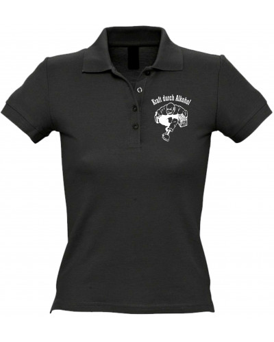 Besticktes Damen Poloshirt (Kraft durch Alkohol)