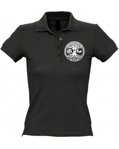 Besticktes Damen Poloshirt (Lebensbaum)