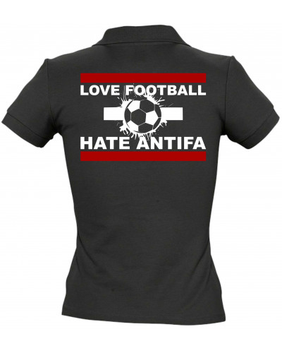 Besticktes Damen Poloshirt (Love Football hate Antifa)