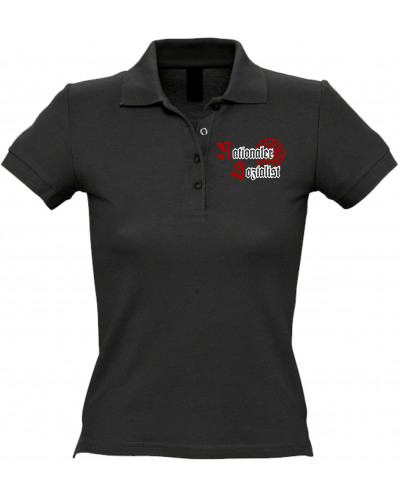 Besticktes Damen Poloshirt (Nationaler Sozialist)