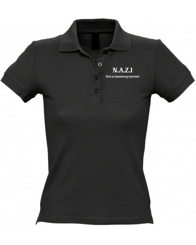 Besticktes Damen Poloshirt (Nazi nicht an Zuwanderung interessiert)