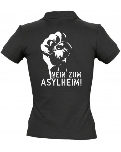 Besticktes Damen Poloshirt (Nein zum Asylheim)