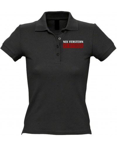 Besticktes Damen Poloshirt (Nix verstehen, ich deutscher)