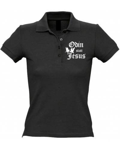 Besticktes Damen Poloshirt (Odin statt Jesus)