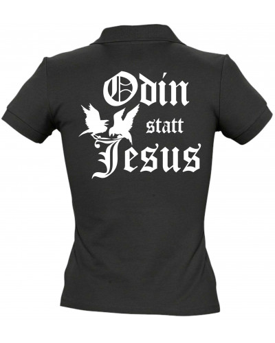 Besticktes Damen Poloshirt (Odin statt Jesus)