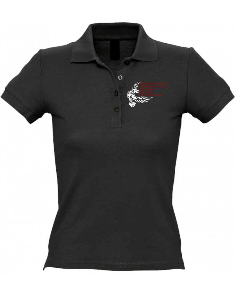 Besticktes Damen Poloshirt (Odins Raben werden kommen)