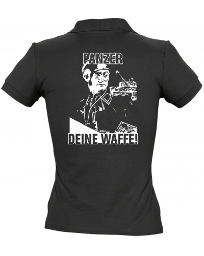 Besticktes Damen Poloshirt (Panzer, deine Waffe!)