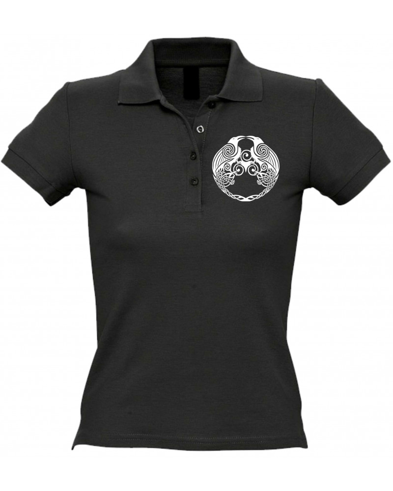 Besticktes Damen Poloshirt (Raben)