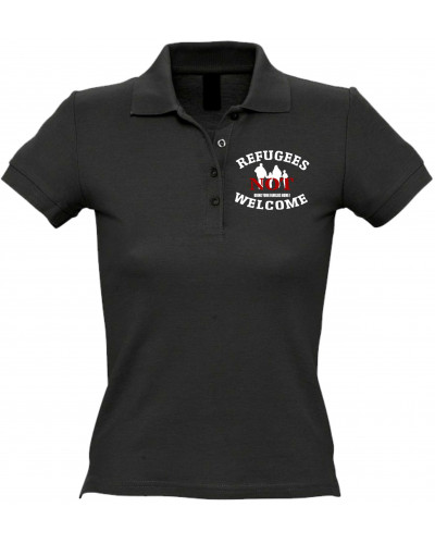 Besticktes Damen Poloshirt (Refugees not welcome)