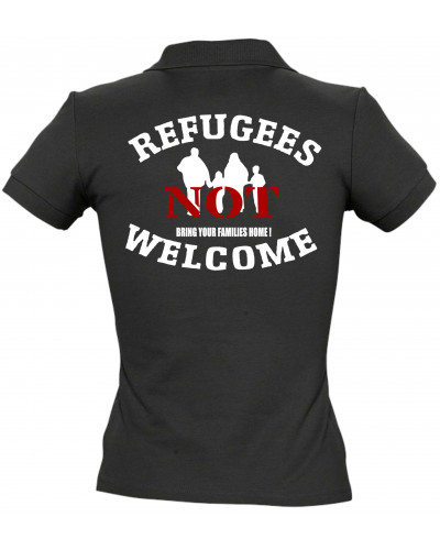 Besticktes Damen Poloshirt (Refugees not welcome)