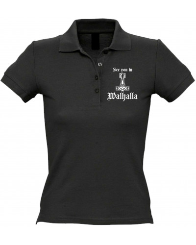 Besticktes Damen Poloshirt (See you in Walhalla Thorhammer)