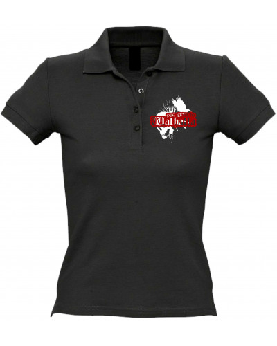 Besticktes Damen Poloshirt (See you in Walhalla, Totenkopf)