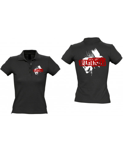 Besticktes Damen Poloshirt (See you in Walhalla, Totenkopf)