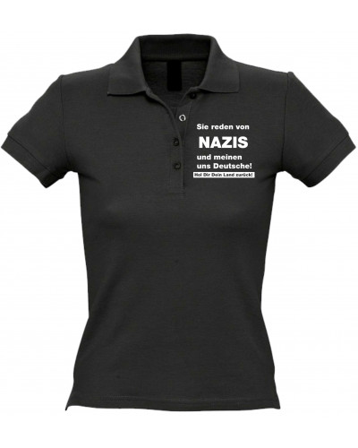 Besticktes Damen Poloshirt (Sie reden von Nazis)