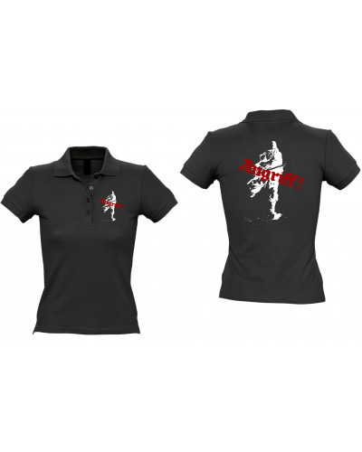 Besticktes Damen Poloshirt (Soldat, Angriff)