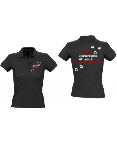 Besticktes Damen Poloshirt (Stoppt Tierversuche, nehmt Kinderschänder)