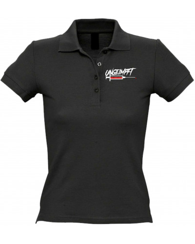 Besticktes Damen Poloshirt (Ungeimpft, Spritze)