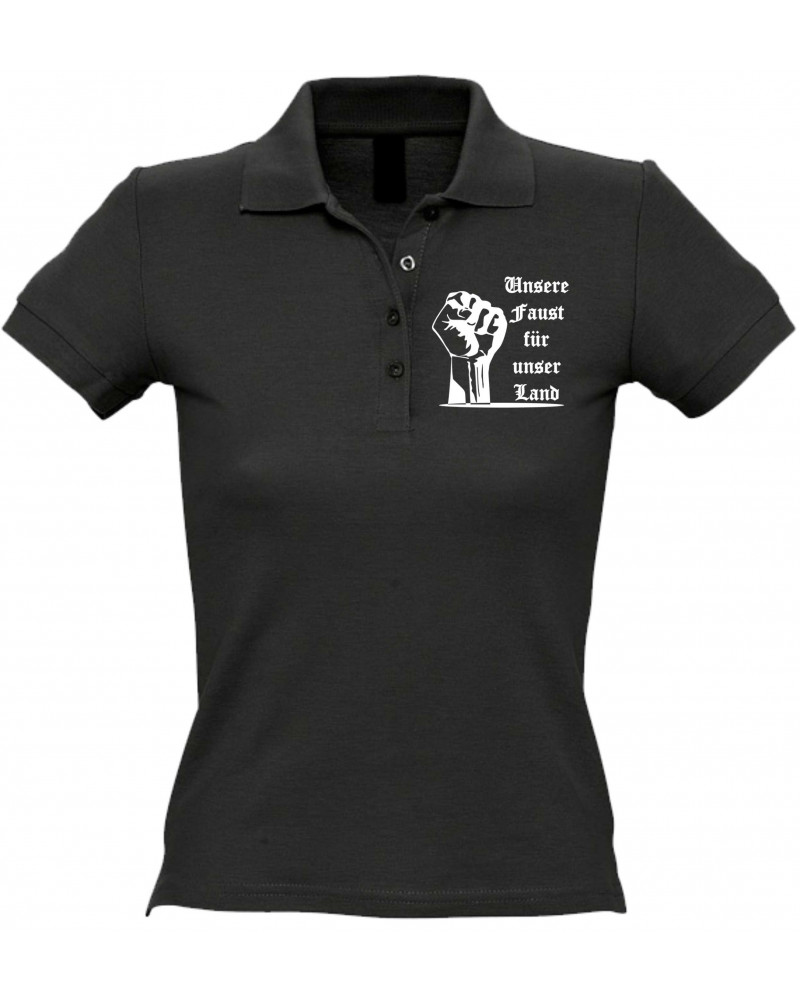 Besticktes Damen Poloshirt (Unsere Faust für unser Land)