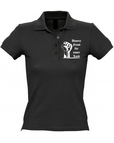Besticktes Damen Poloshirt (Unsere Faust für unser Land)