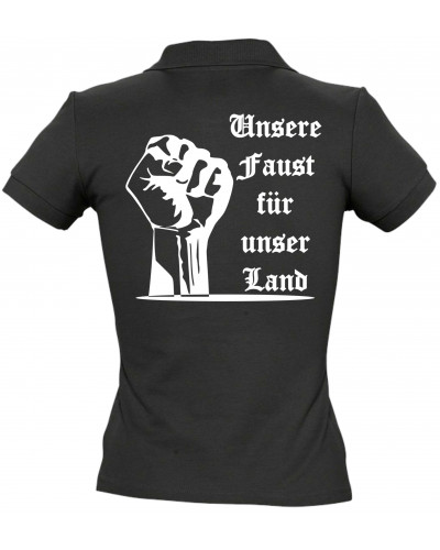 Besticktes Damen Poloshirt (Unsere Faust für unser Land)
