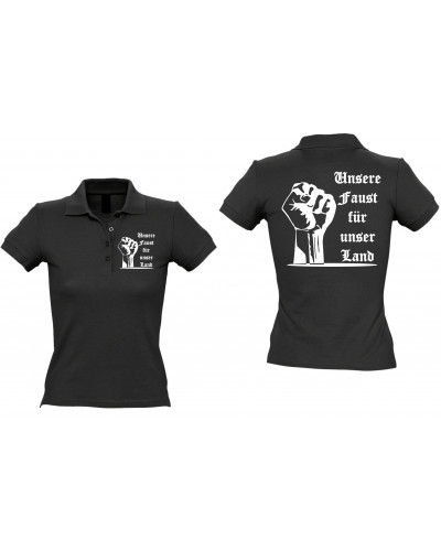 Besticktes Damen Poloshirt (Unsere Faust für unser Land)