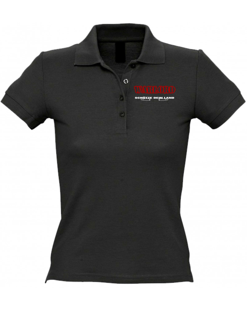 Besticktes Damen Poloshirt (Warlord, schütze dein Land)