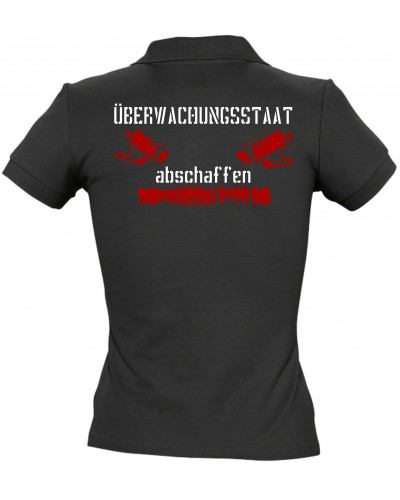 Besticktes Damen Poloshirt (Überwachungsstaat abschaffen)