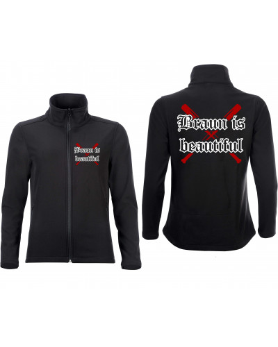 Bestickte Damen Softshell Jacke "2 Lagen" (Braun is beautiful)