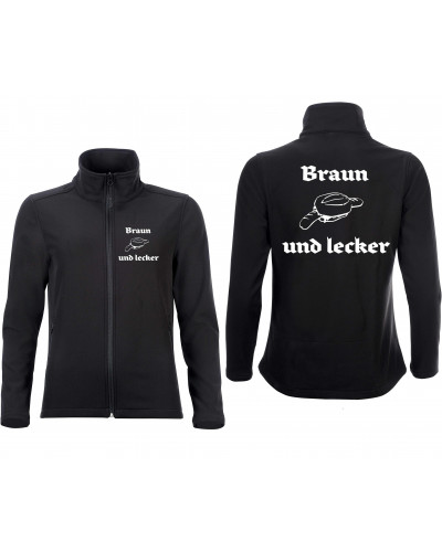 Bestickte Damen Softshell Jacke "2 Lagen" (Braun und lecker)