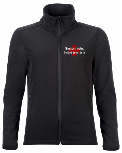 Bestickte Damen Softshell Jacke "2 Lagen" (Deutsch sein, heißt treu sein)