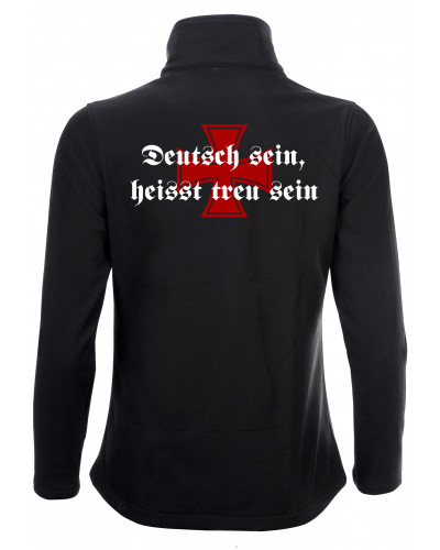 Bestickte Damen Softshell Jacke "2 Lagen" (Deutsch sein, heißt treu sein)