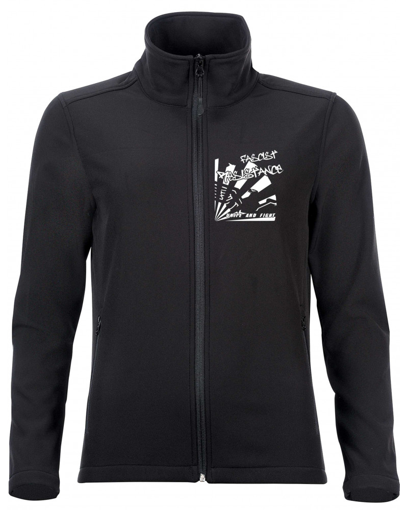 Bestickte Damen Softshell Jacke "2 Lagen" (Fascist Resistance)