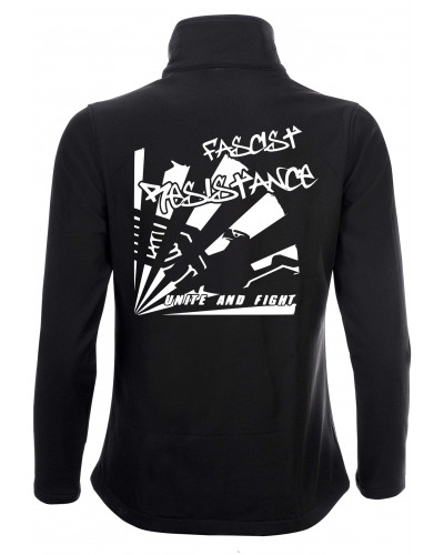 Bestickte Damen Softshell Jacke "2 Lagen" (Fascist Resistance)
