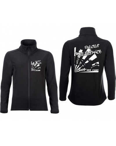 Bestickte Damen Softshell Jacke "2 Lagen" (Fascist Resistance)