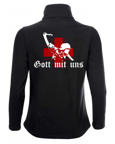 Bestickte Damen Softshell Jacke "2 Lagen" (Gott mit uns, Soldat)