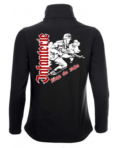 Bestickte Damen Softshell Jacke "2 Lagen" (Infanterie, Königin aller Waffen)