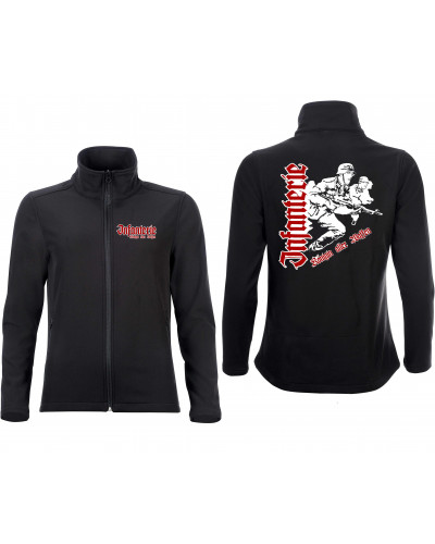 Bestickte Damen Softshell Jacke "2 Lagen" (Infanterie, Königin aller Waffen)