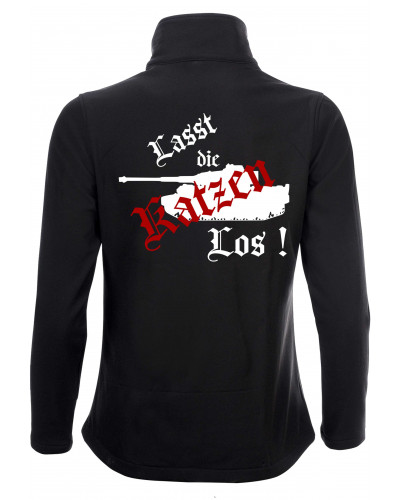 Bestickte Damen Softshell Jacke "2 Lagen" (Lasst die Katzen los)