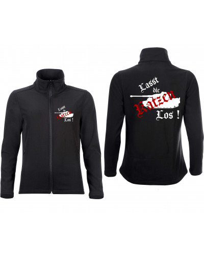 Bestickte Damen Softshell Jacke "2 Lagen" (Lasst die Katzen los)