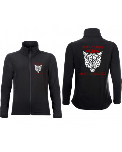 Bestickte Damen Softshell Jacke "2 Lagen" (Lieber ein Wolf Odins als ein Lamm Gottes)