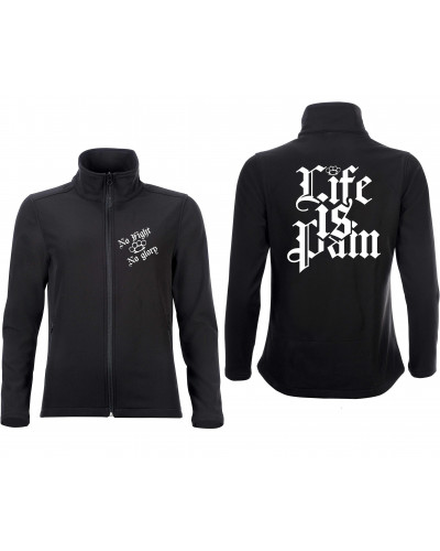Bestickte Damen Softshell Jacke "2 Lagen" (Life is Pain)