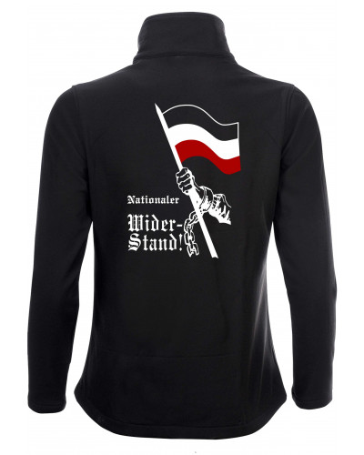 Bestickte Damen Softshell Jacke "2 Lagen" (Nationaler Widerstand, Fahne)