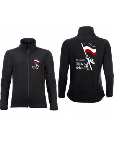 Bestickte Damen Softshell Jacke "2 Lagen" (Nationaler Widerstand, Fahne)