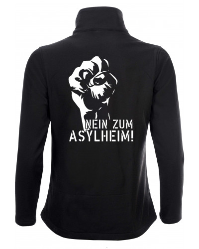 Bestickte Damen Softshell Jacke "2 Lagen" (Nein zum Asylheim)
