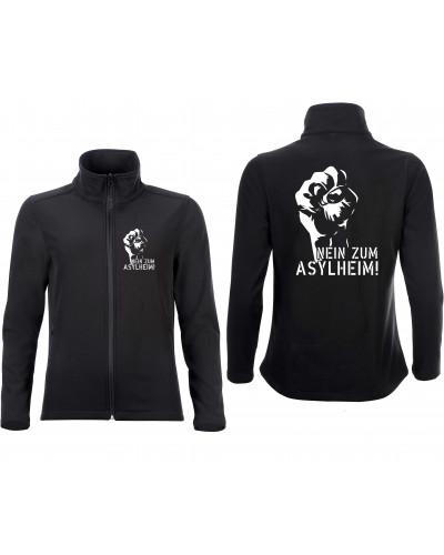 Bestickte Damen Softshell Jacke "2 Lagen" (Nein zum Asylheim)