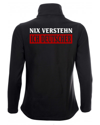 Bestickte Damen Softshell Jacke "2 Lagen" (Nix verstehen, ich deutscher)