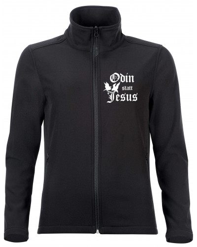 Bestickte Damen Softshell Jacke "2 Lagen" (Odin statt Jesus)