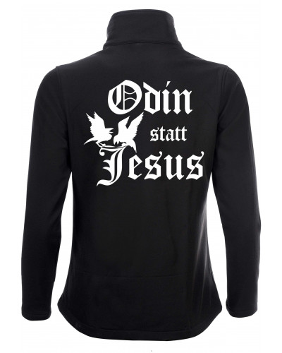 Bestickte Damen Softshell Jacke "2 Lagen" (Odin statt Jesus)