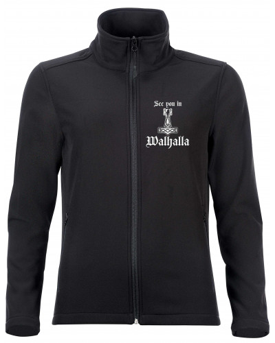 Bestickte Damen Softshell Jacke "2 Lagen" (See you in Walhalla Thorhammer)